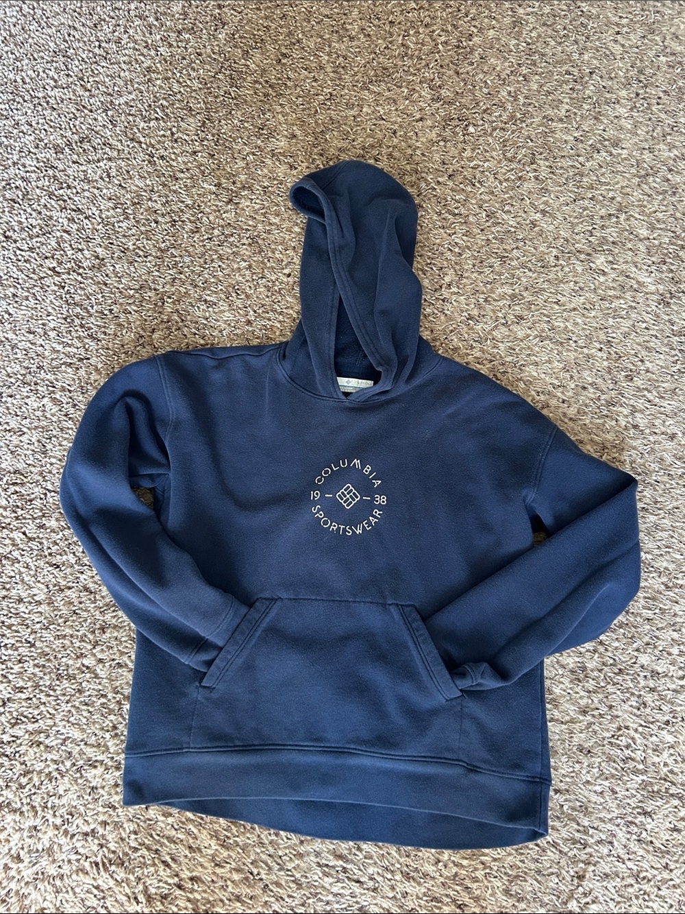 Columbia Navy Crewneck Hoodie with Center Sportswear Logo